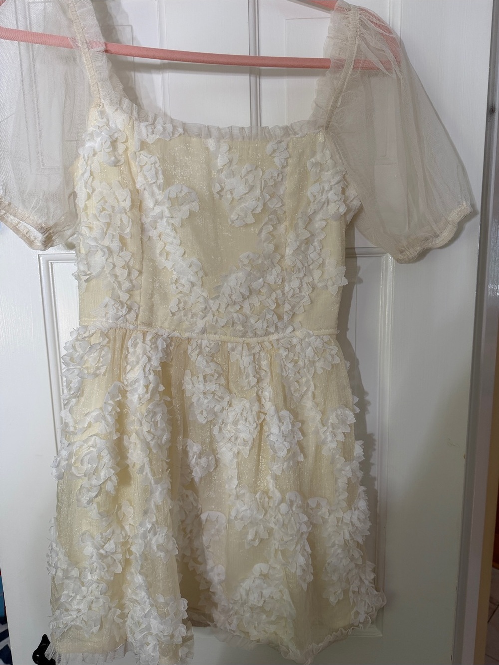 Stories teens Cream Floral Appliqué Tulle Dress